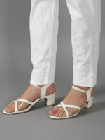 Load image into Gallery viewer, Seva Chikan Hand Embroidered White Cotton Lucknawi Chikankari Pant-SCL11013