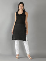 Load image into Gallery viewer, Seva Chikan Hand Embroidered Georgette Lucknowi Chikan Kurti With Slip