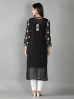 Load image into Gallery viewer, Seva Chikan Hand Embroidered Georgette Lucknowi Chikan Kurti With Slip
