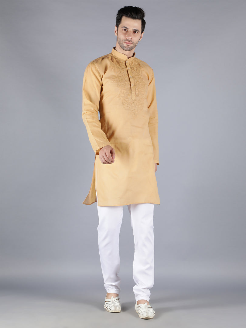 Seva Chikan Hand Embroidered Lucknowi Chikan Mens Kurta