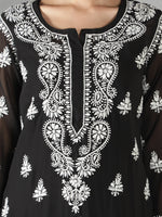 Load image into Gallery viewer, Seva Chikan Hand Embroidered Georgette Lucknowi Chikan Kurti With Slip