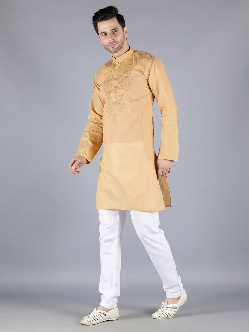 Seva Chikan Hand Embroidered Lucknowi Chikan Mens Kurta