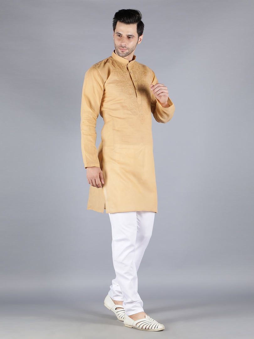 Seva Chikan Hand Embroidered Lucknowi Chikan Mens Kurta