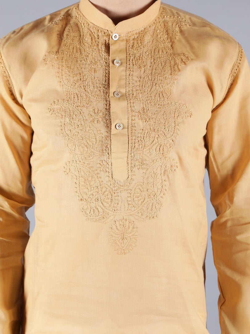 Seva Chikan Hand Embroidered Lucknowi Chikan Mens Kurta