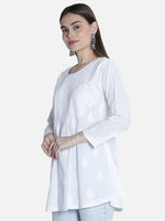 Load image into Gallery viewer, Seva Chikan Hand Embroidered Cotton Lucknowi Chikan Short Top