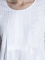 Load image into Gallery viewer, Seva Chikan Hand Embroidered Cotton Lucknowi Chikan Short Top