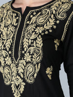 Load image into Gallery viewer, Seva Chikan Hand Embroidered Black Cotton Lucknowi Chikankari Kurta