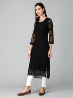 Load image into Gallery viewer, Seva Chikan Hand Embroidered Georgette Lucknowi Chikan Kurti With Slip