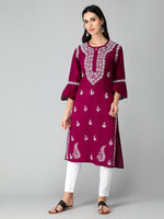 Load image into Gallery viewer, Seva Chikan Hand Embroidered Cotton Lucknowi Chikankari Kurta