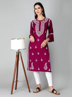 Load image into Gallery viewer, Seva Chikan Hand Embroidered Cotton Lucknowi Chikankari Kurta