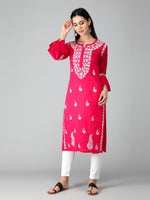 Load image into Gallery viewer, Seva Chikan Hand Embroidered Cotton Lucknowi Chikankari Kurta
