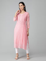 Load image into Gallery viewer, Seva Chikan Hand Embroidered Georgette Lucknowi Chikan Kurti With Slip