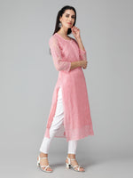 Load image into Gallery viewer, Seva Chikan Hand Embroidered Georgette Lucknowi Chikan Kurti With Slip
