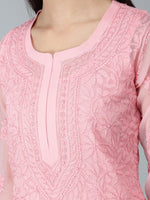 Load image into Gallery viewer, Seva Chikan Hand Embroidered Georgette Lucknowi Chikan Kurti With Slip