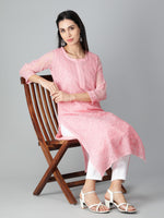 Load image into Gallery viewer, Seva Chikan Hand Embroidered Georgette Lucknowi Chikan Kurti With Slip
