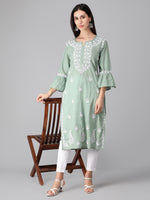 Load image into Gallery viewer, Seva Chikan Hand Embroidered Cotton Lucknowi Chikankari Kurta