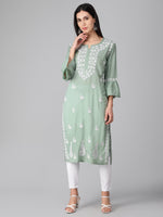 Load image into Gallery viewer, Seva Chikan Hand Embroidered Cotton Lucknowi Chikankari Kurta