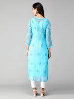 Load image into Gallery viewer, Seva Chikan Hand Embroidered Georgette Lucknowi Chikan Kurti With Slip