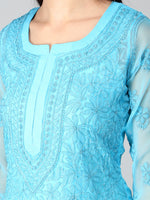Load image into Gallery viewer, Seva Chikan Hand Embroidered Georgette Lucknowi Chikan Kurti With Slip