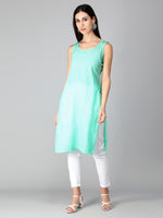 Load image into Gallery viewer, Seva Chikan Hand Embroidered Georgette Lucknowi Chikan Kurti With Slip