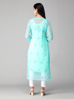 Load image into Gallery viewer, Seva Chikan Hand Embroidered Georgette Lucknowi Chikan Kurti With Slip