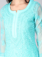 Load image into Gallery viewer, Seva Chikan Hand Embroidered Georgette Lucknowi Chikan Kurti With Slip