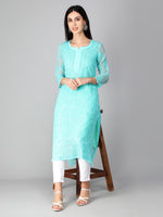 Load image into Gallery viewer, Seva Chikan Hand Embroidered Georgette Lucknowi Chikan Kurti With Slip