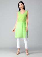 Load image into Gallery viewer, Seva Chikan Hand Embroidered Georgette Lucknowi Chikan Kurti With Slip