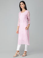 Load image into Gallery viewer, Seva Chikan Hand Embroidered Georgette Lucknowi Chikan Kurti With Slip