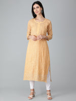 Load image into Gallery viewer, Seva Chikan Hand Embroidered Georgette Lucknowi Chikan Kurti With Slip