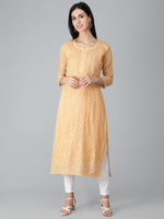 Load image into Gallery viewer, Seva Chikan Hand Embroidered Georgette Lucknowi Chikan Kurti With Slip