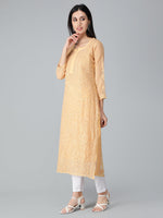 Load image into Gallery viewer, Seva Chikan Hand Embroidered Georgette Lucknowi Chikan Kurti With Slip