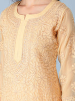 Load image into Gallery viewer, Seva Chikan Hand Embroidered Georgette Lucknowi Chikan Kurti With Slip