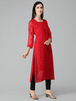 Load image into Gallery viewer, Seva Chikan Hand Embroidered Georgette Lucknowi Chikan Kurti With Slip