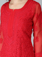 Load image into Gallery viewer, Seva Chikan Hand Embroidered Georgette Lucknowi Chikan Kurti With Slip
