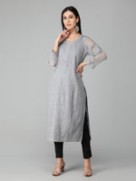 Load image into Gallery viewer, Seva Chikan Hand Embroidered Georgette Lucknowi Chikankari Kurta