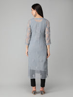 Load image into Gallery viewer, Seva Chikan Hand Embroidered Georgette Lucknowi Chikan Kurti With Slip