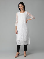 Load image into Gallery viewer, Seva Chikan Hand Embroidered Georgette Lucknowi Chikan Kurti With Slip