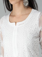 Load image into Gallery viewer, Seva Chikan Hand Embroidered Georgette Lucknowi Chikan Kurti With Slip
