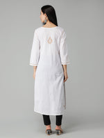 Load image into Gallery viewer, Seva Chikan Hand Embroidered White Cotton Lucknowi Chikankari Kurta
