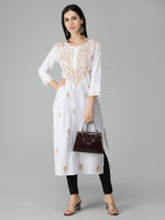 Load image into Gallery viewer, Seva Chikan Hand Embroidered White Cotton Lucknowi Chikankari Kurta