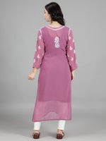 Load image into Gallery viewer, Seva Chikan Hand Embroidered Georgette Lucknowi Chikan Kurti With Slip