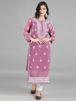 Load image into Gallery viewer, Seva Chikan Hand Embroidered Georgette Lucknowi Chikan Kurti With Slip