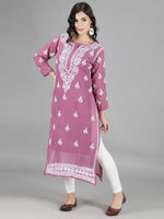 Load image into Gallery viewer, Seva Chikan Hand Embroidered Georgette Lucknowi Chikan Kurti With Slip