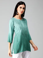 Load image into Gallery viewer, Seva Chikan Hand Embroidered Rayon Lucknowi Chikan Top