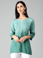 Load image into Gallery viewer, Seva Chikan Hand Embroidered Rayon Lucknowi Chikan Top