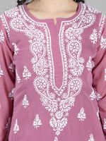 Load image into Gallery viewer, Seva Chikan Hand Embroidered Georgette Lucknowi Chikan Kurti With Slip