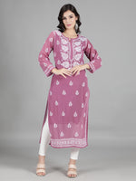 Load image into Gallery viewer, Seva Chikan Hand Embroidered Georgette Lucknowi Chikan Kurti With Slip