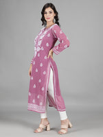 Load image into Gallery viewer, Seva Chikan Hand Embroidered Georgette Lucknowi Chikan Kurti With Slip