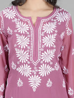 Load image into Gallery viewer, Seva Chikan Hand Embroidered Georgette Lucknowi Chikan Kurti With Slip